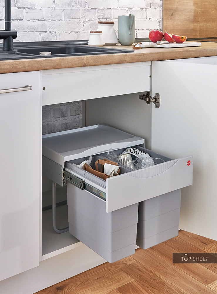 nobilia Küche Bremen Spülenunterschrank mit HAILO Einbau-Abfallsammler Raumspar-Tandem Mülleimer