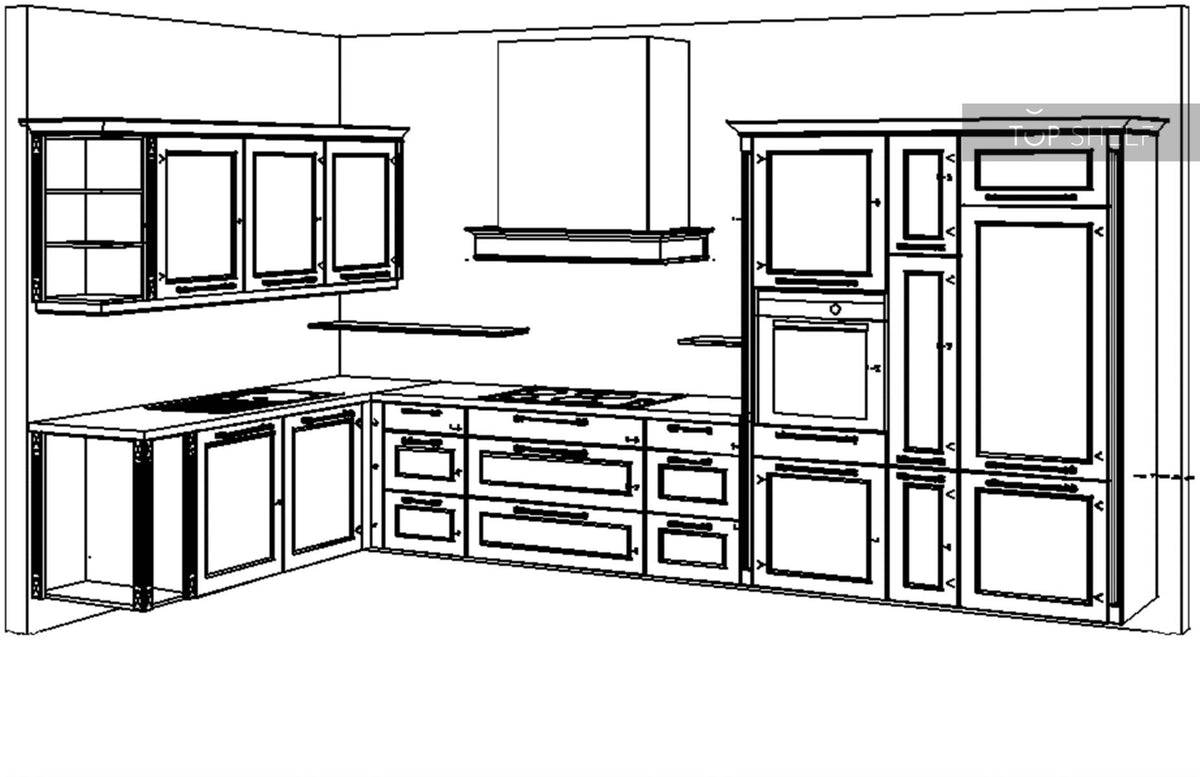 nobilia Küche Cascada 776 Lacklaminat Schilf 420 x 220 cm Zeichnung