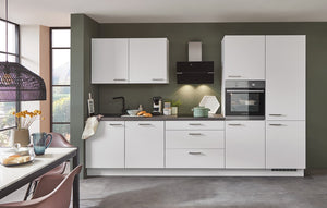 nobilia Küche Essen 330 cm Einbauküche komplett in Alpinweiß Matt gespiegelt