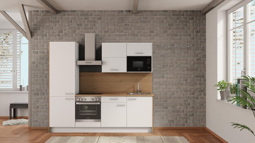 nobilia Küche Fulda 240 cm Weiß matt online kaufen Eiche Provence mit preisen