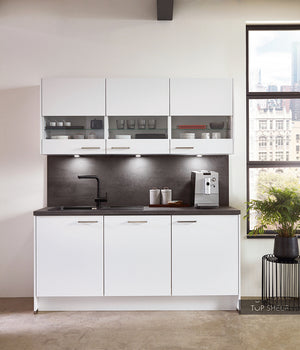 nobilia Küche Hamburg Block mit Einbauspüle  in Onyx und vollintegriertem Geschirrspüler