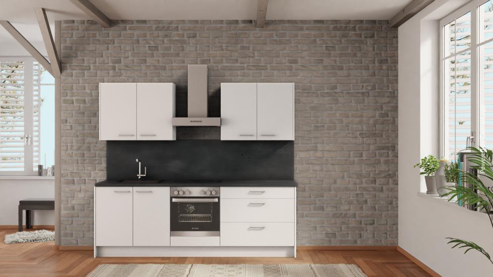 nobilia Küche Herten 240 cm Weiß online kaufen Beton Schiefergrau mit preisen