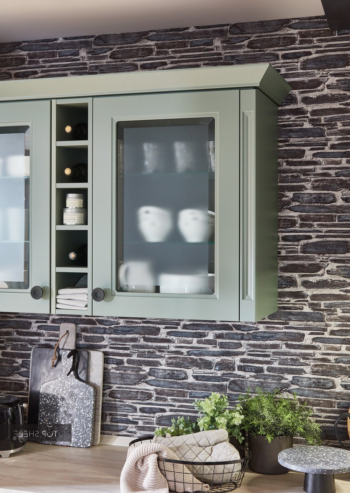 nobilia Küche mit Kücheninsel Cascada 776 Lacklaminat Schilf 310+180+190 cm konfigurierbar mit E-Geräten Wandschränke spiegelverkehrt