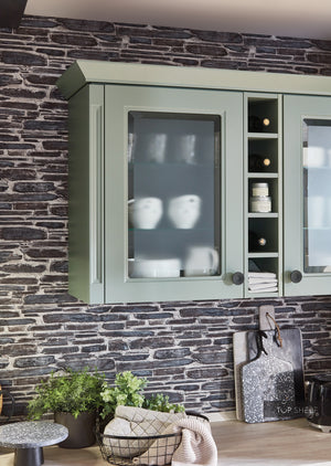 nobilia Küche mit Kücheninsel Cascada 776 Lacklaminat Schilf 310+180+190 cm konfigurierbar mit E-Geräten Wandschränke