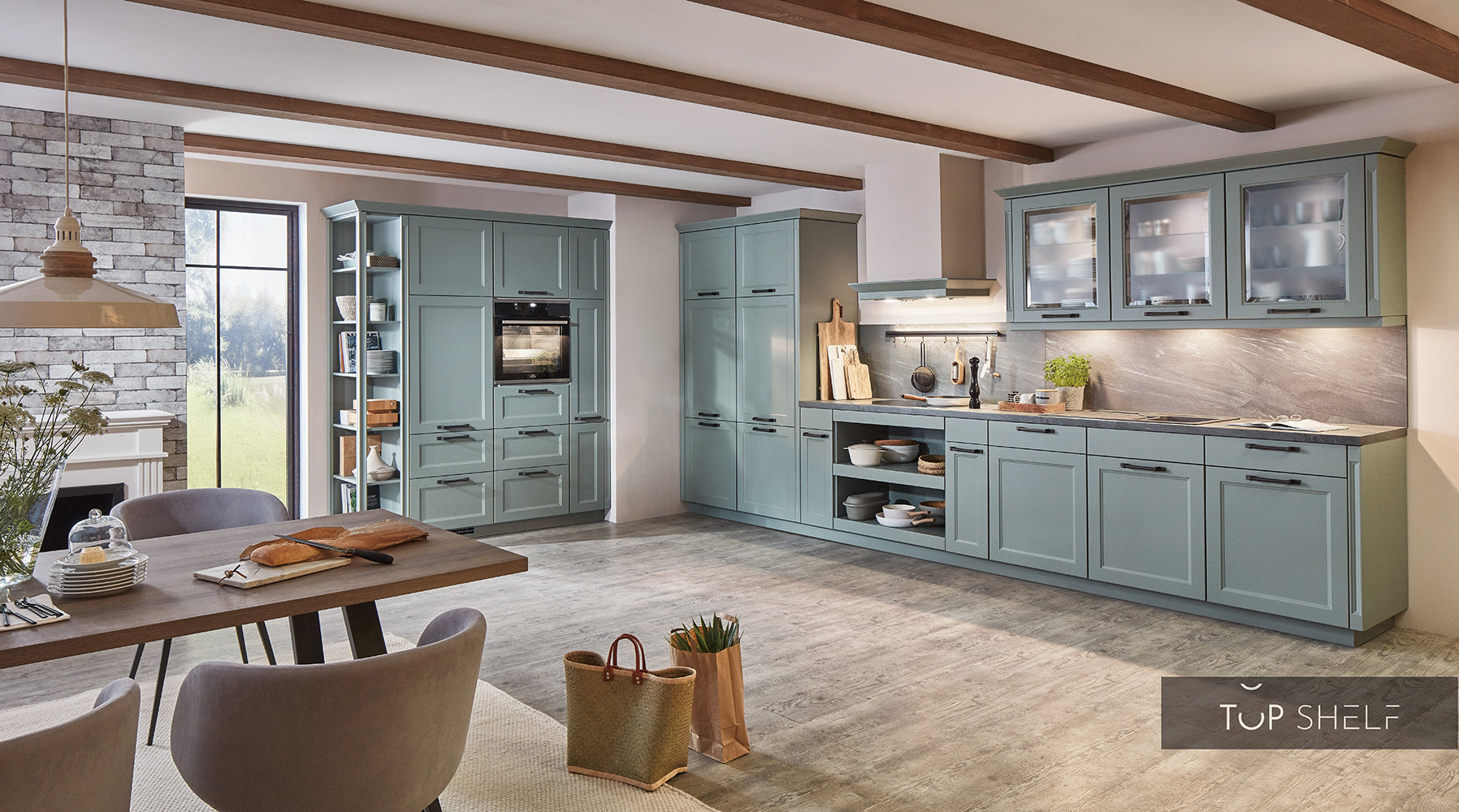 nobilia Küche  Cascada 776 Lacklaminat Schilf 480+190 cm konfigurierbar mit E-Geräten spiegelverkehrt