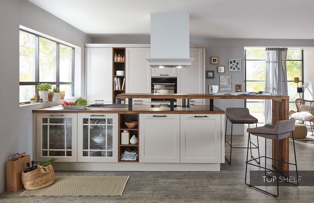 nobilia Küche Küchenzeile Chalet 881 Lack Sand Matt 270+380 cm konfigurierbar mit E-Geräten