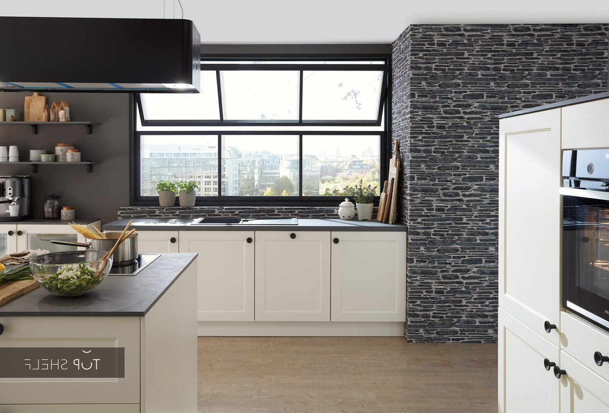 nobilia Küche mit Kücheninsel Chalet 883 Lack Magnolia Matt 180+240+220 cm konfigurierbar mit ohne E-Geräten spiegelverkehrt