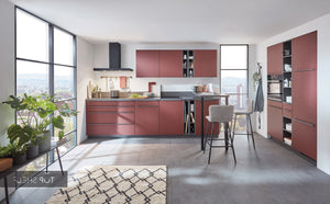 nobilia Küche Küchenzeile Easytouch 963 Lacklaminat Rostrot ultramatt 150+330 cm konfigurierbar mit E-Geräten spiegelverkehrt