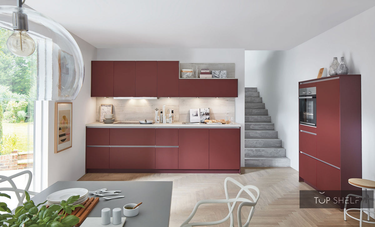 nobilia Küche Küchenzeile Easytouch 963 Lacklaminat Rostrot ultramatt 300+120 cm konfigurierbar mit E-Geräten