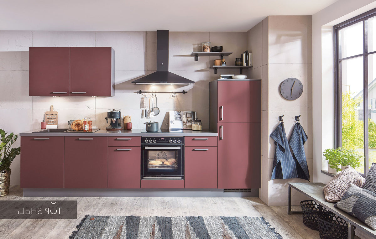 nobilia Küchenzeile Easytouch 963 Lacklaminat Rostrot ultramatt 340 cm konfigurierbar mit E-Geräten spiegelverkehrt