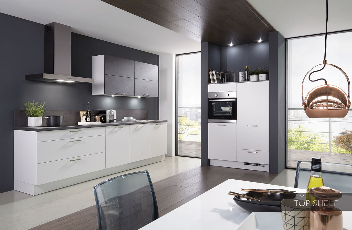 nobilia Küche Küchenzeile Fashion 168 Lack Alpinweiss matt 300+120cm konfigurierbar mit E-Geräten