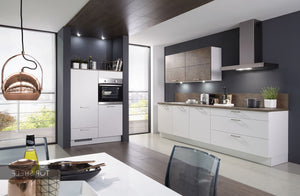 nobilia Küche Küchenzeile Fashion 168 Lack Alpinweiss matt 300+120cm konfigurierbar mit Elektrogeräten spiegelverkehrt