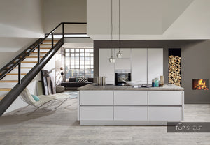 nobilia Küche mit Kücheninsel Fashion 171 Lack Seidengrau matt 240+240cm konfigurierbar mit E-Geräten