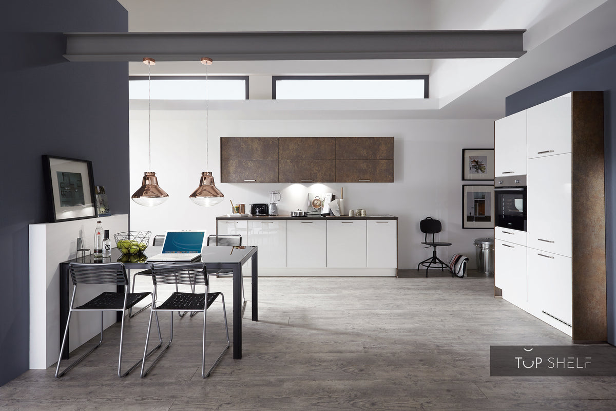 nobilia Küche Küchenzeile Flash 450 Lacklaminat Weiss Hochglanz 120+280 cm konfigurierbar mit E-Geräten