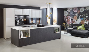 nobilia Küche Küchenzeile mit Kücheninsel Flash 503 Lacklaminat Alpinweiß Hochglanz 300+300 cm konfigurierbar mit E-Geräten