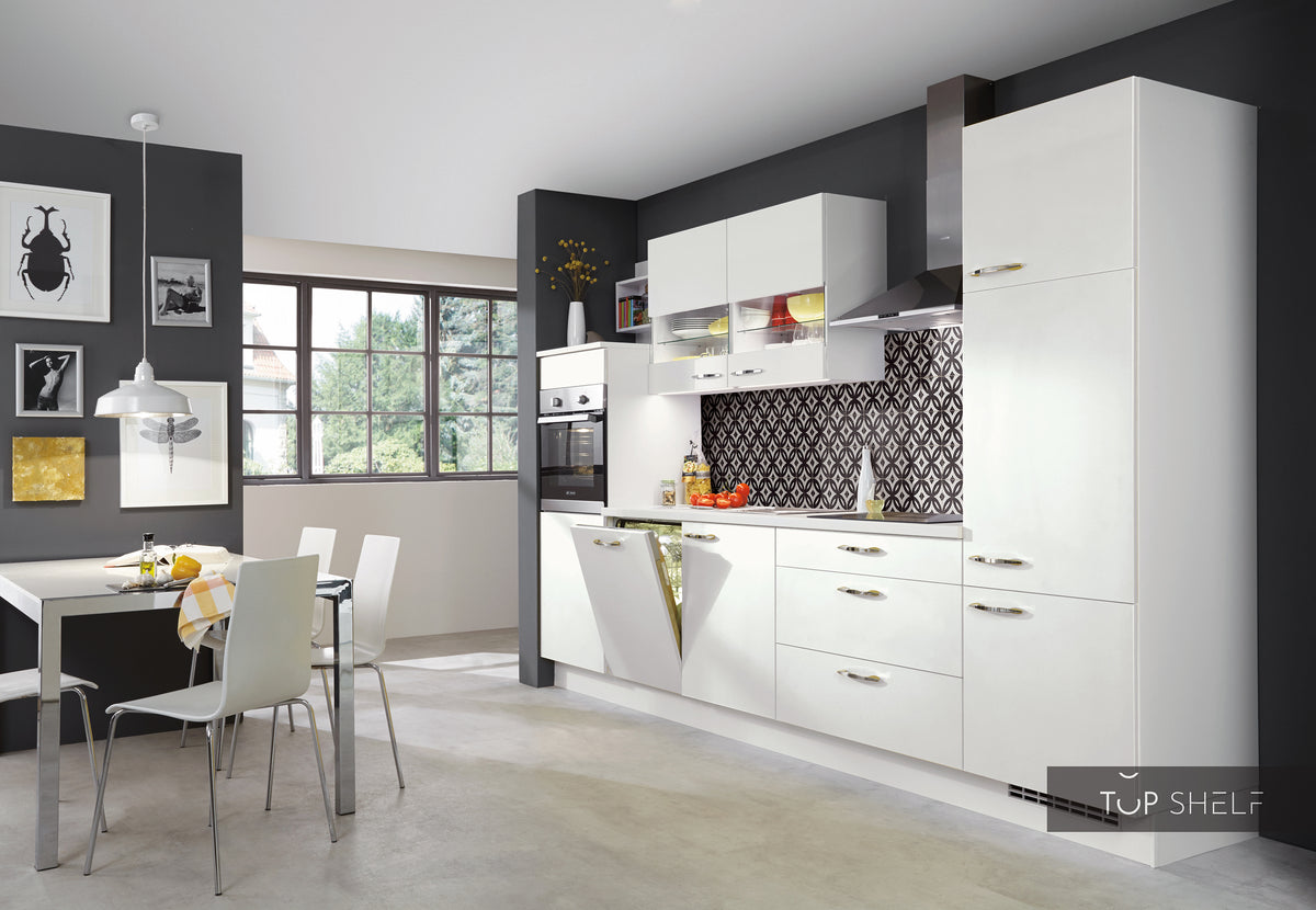 nobilia Küche Küchenzeile Laser 427 Alpinweiss 330 cm Küche konfigurierbar mit Elektrogeräten