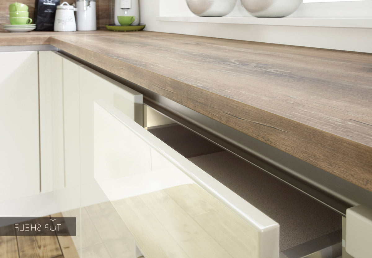 nobilia Küche Winkelküche Eckküche Lux 816 Lack Magnolia Hochglanz 360x360 cm konfigurierbar mit E-Geräten Detail spiegelverkehrt