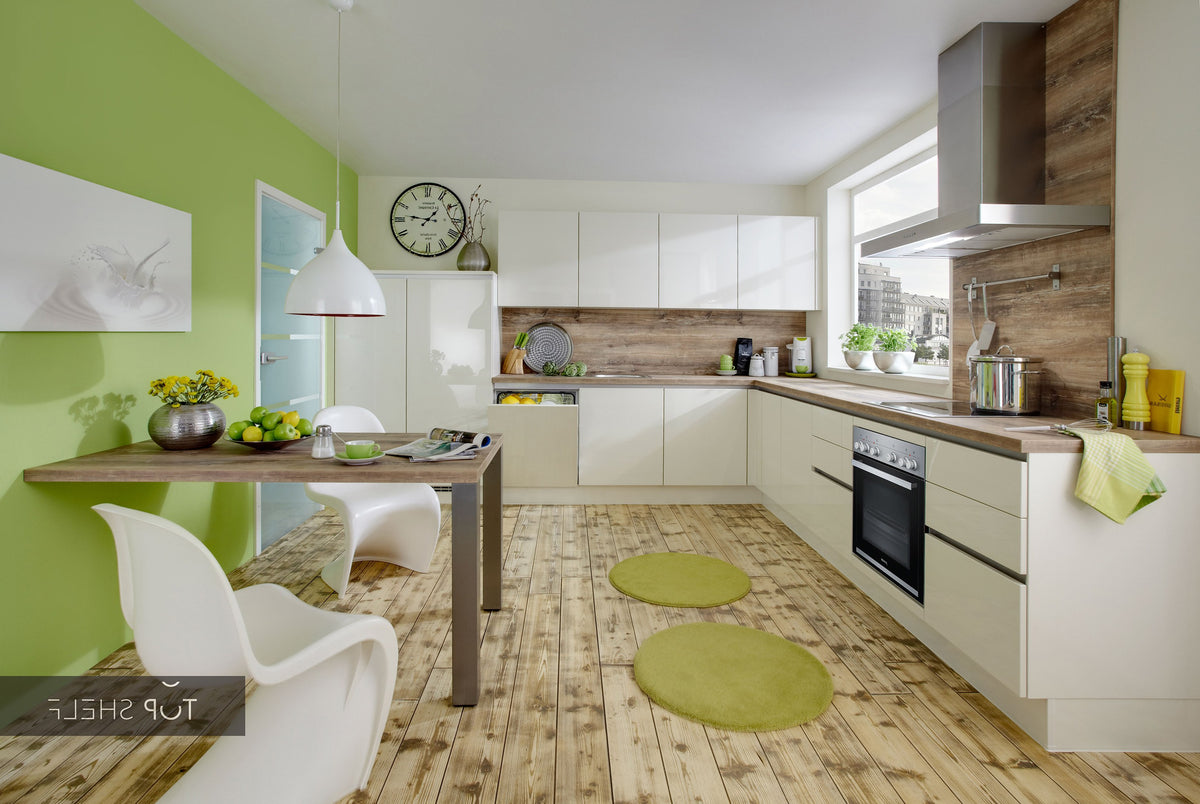 nobilia Küche Winkelküche Eckküche Lux 816 Lack Magnolia Hochglanz 360x360 cm konfigurierbar mit E-Geräten spiegelverkehrt