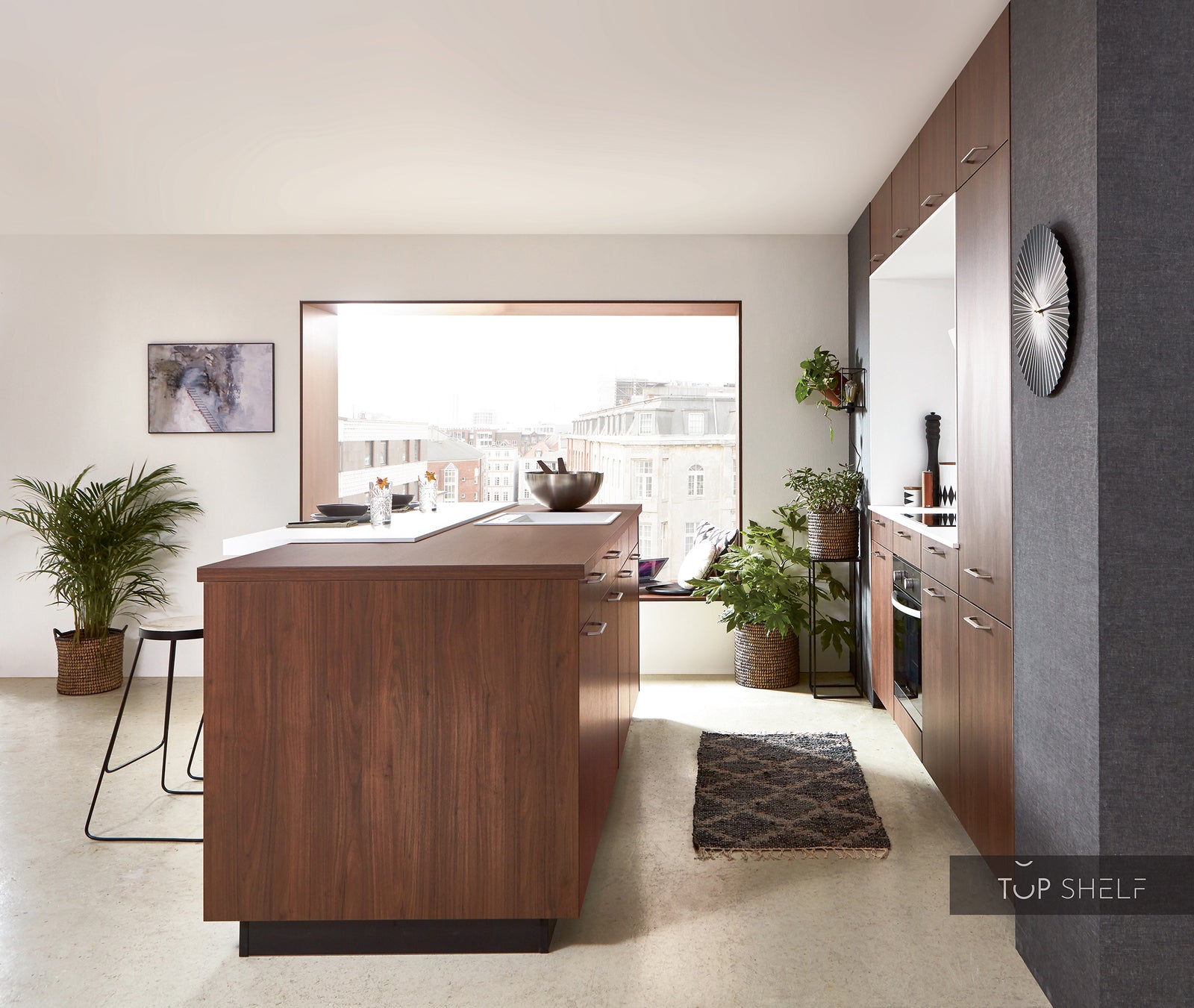 nobilia Küchenzeile mit Kücheninsel Riva 840  Nussbaum 244 + 243 x 110 cm konfigurierbar mit E-Geräten