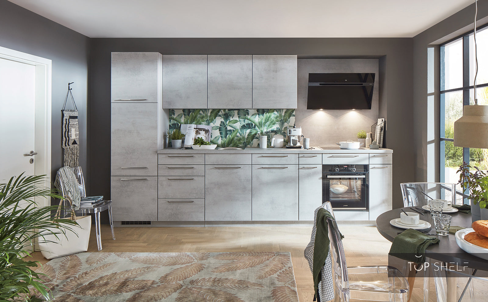 nobilia keuken keukeneiland Riva 892 beton grijs 360 cm configureerbaar -