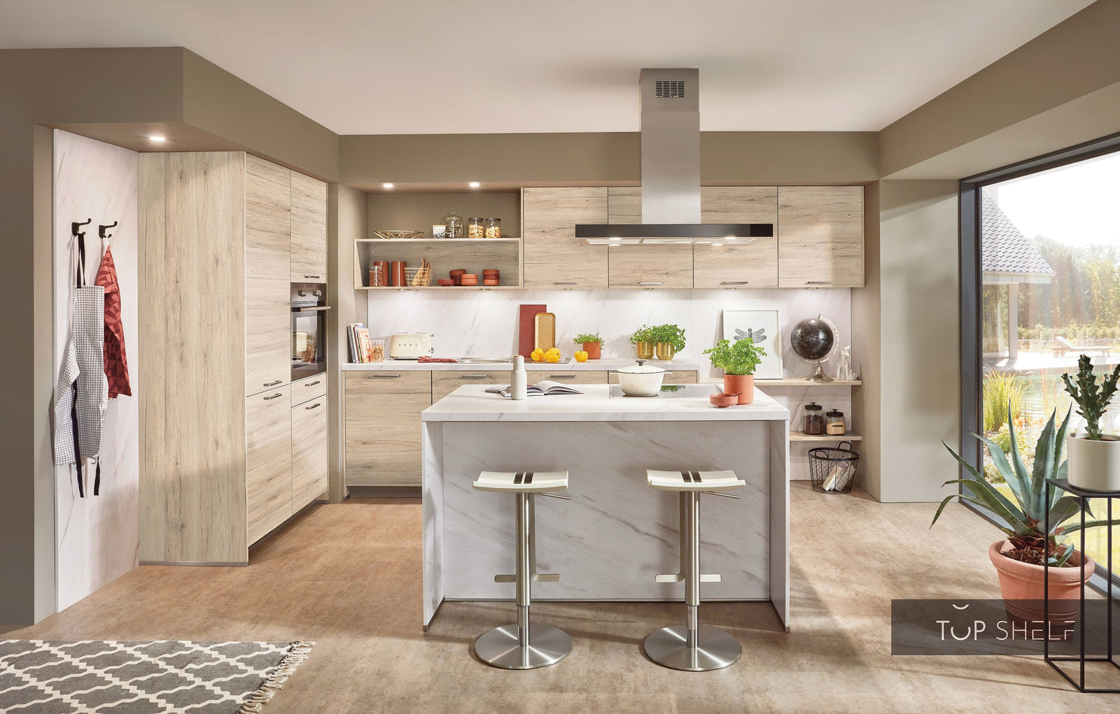 nobilia keuken met keukeneiland Riva 893 Eik San Remo 130 + 363 + 160 cm configureerbaar -