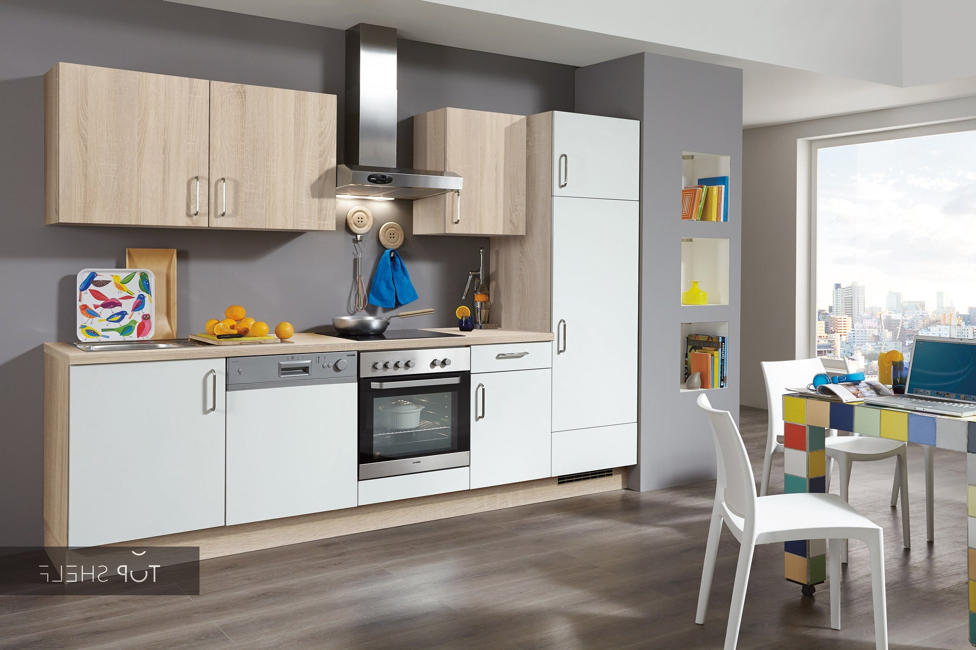 nobilia Küche Küchenzeile Speed 239 weiss softmatt 262 Eiche Virginia 300cm Küche konfigurierbar mit Elektorgeräten