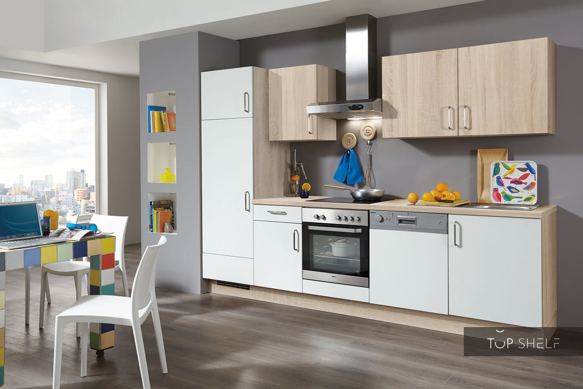 nobilia Küche Küchenzeile Speed 239 weiss softmatt 262 Eiche Virginia 300cm Küche konfigurierbar mit Elektorgeräten