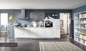 nobilia Küchenzeile Speed 244 Alpinweiß Color Concept 266 Caledonia 360 cm konfigurierbar mit Elektrogeräten spiegelverkehrt