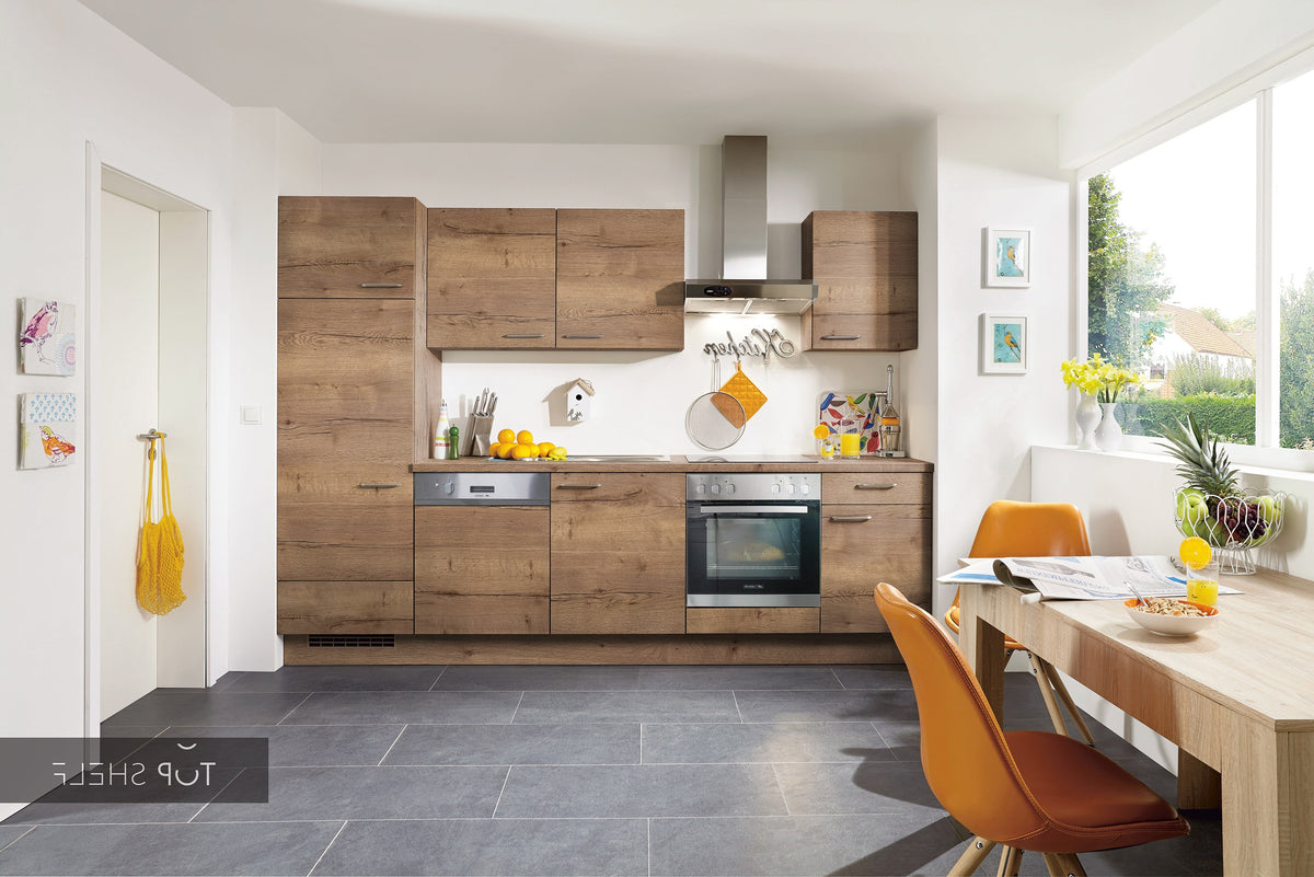 nobilia Küche Küchenzeile Structura 402 Eiche Havanna Nachbildung 300 cm konfigurierbar mit E-Geräten spiegelverkehrt