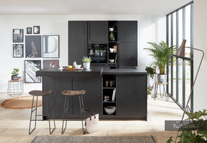 nobilia Küchenzeile mit Kücheninsel Structura 403 Eiche Nero 210 + 210 cm konfigurierbar mit E-Geräten