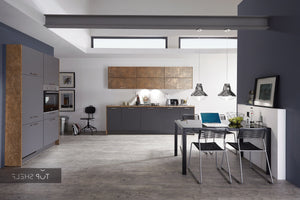 nobilia Küche Küchenzeile Touch 334 Lacklaminat Schiefergrau supermatt 280 + 120 cm konfigurierbar mit E-Geräten spiegelverkehrt