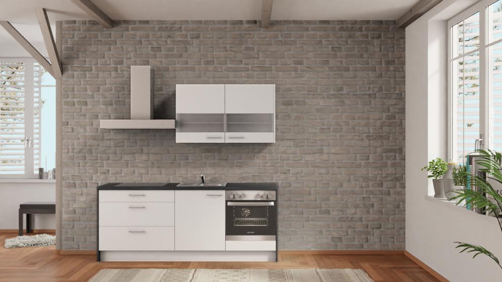 nobilia Küche Moers 240 cm Weiß angebot Beton Schiefergrau günstig ab Werk kaufen