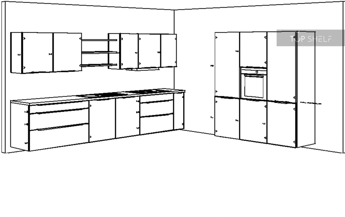 nobilia Küche Stoneart 303 Grauschiefer Nachbildung 370x180 cm Skizze