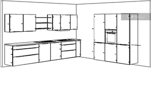 nobilia Küche Stoneart 303 Grauschiefer Nachbildung 370x180 cm Skizze