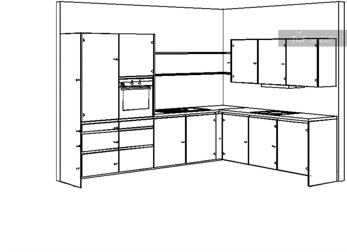 nobilia Küche Structura 403 Eiche Nero Nachbildung 250x310 cm Skizze