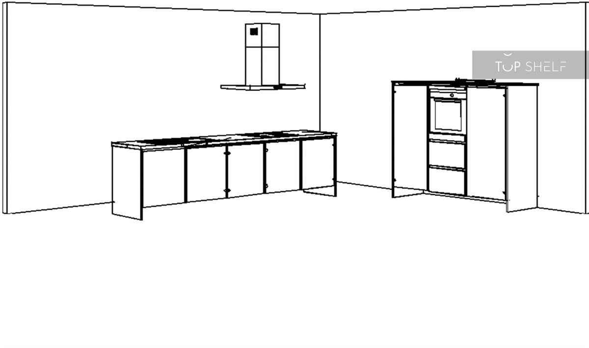 nobilia Küche Touch 340 Lacklaminat Schwarz supermatt 300 + 180 Skizze