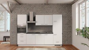 nobilia Küche Viersen 300 cm Alpinweiß matt angebot Beton Schiefergrau Komplettküche