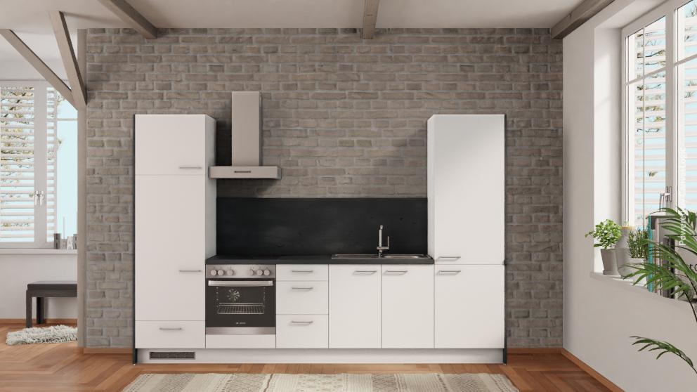 nobilia kitchen Wesel 315 cm alpine white matte offer concrete slate gray complete with cooktop
