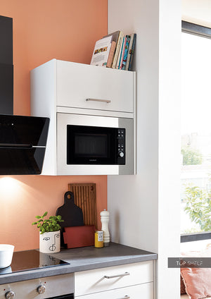 nobilia Küche in Frontfarbe Alpinweiß Kochnische mit Mikrowelle und Umbauhängeschrank