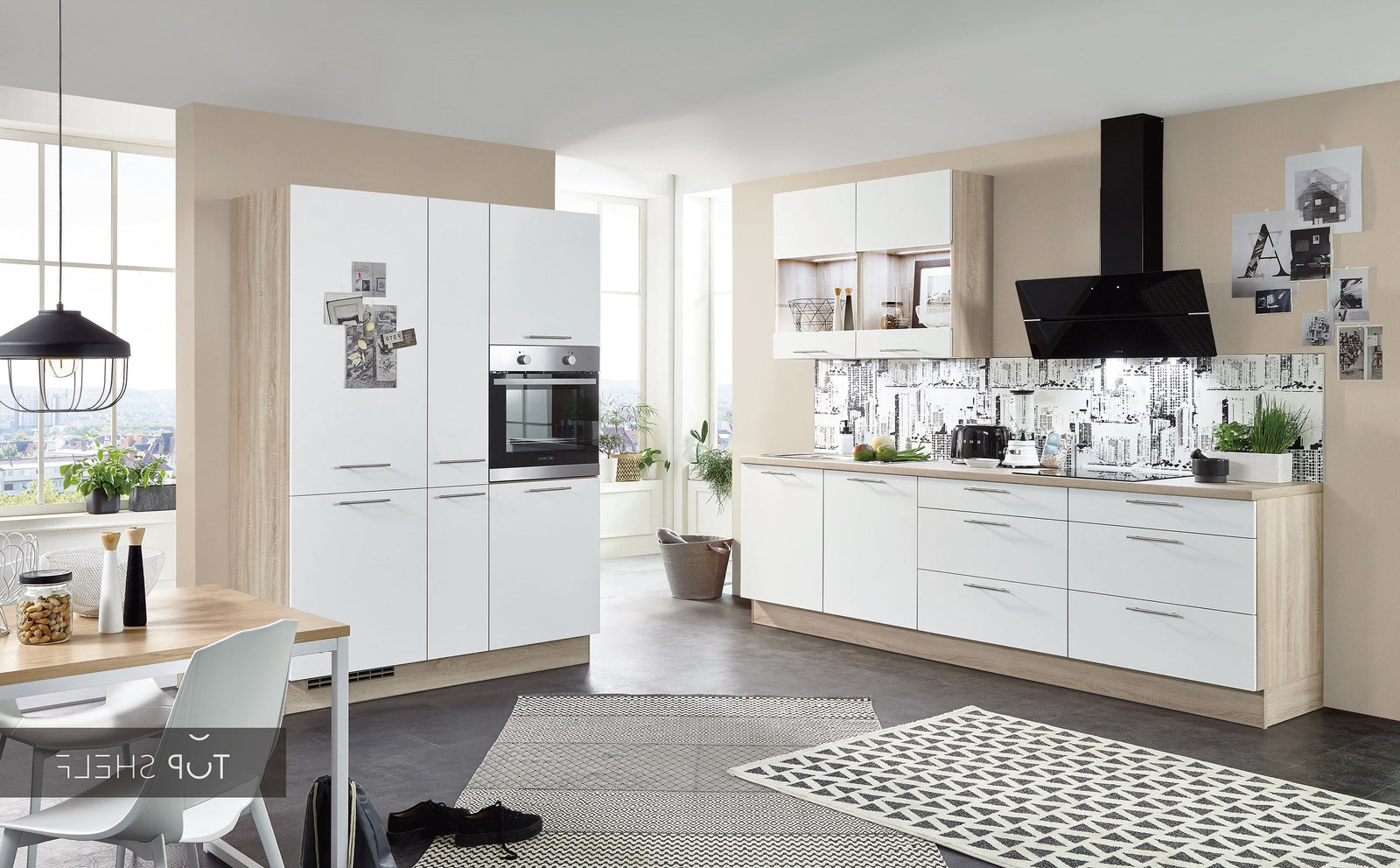 nobilia Küche Speed 244 Alpinweiß 280 + 150 cm zwei Küchenblöcke konfigurierbar mit Elektrogeräten