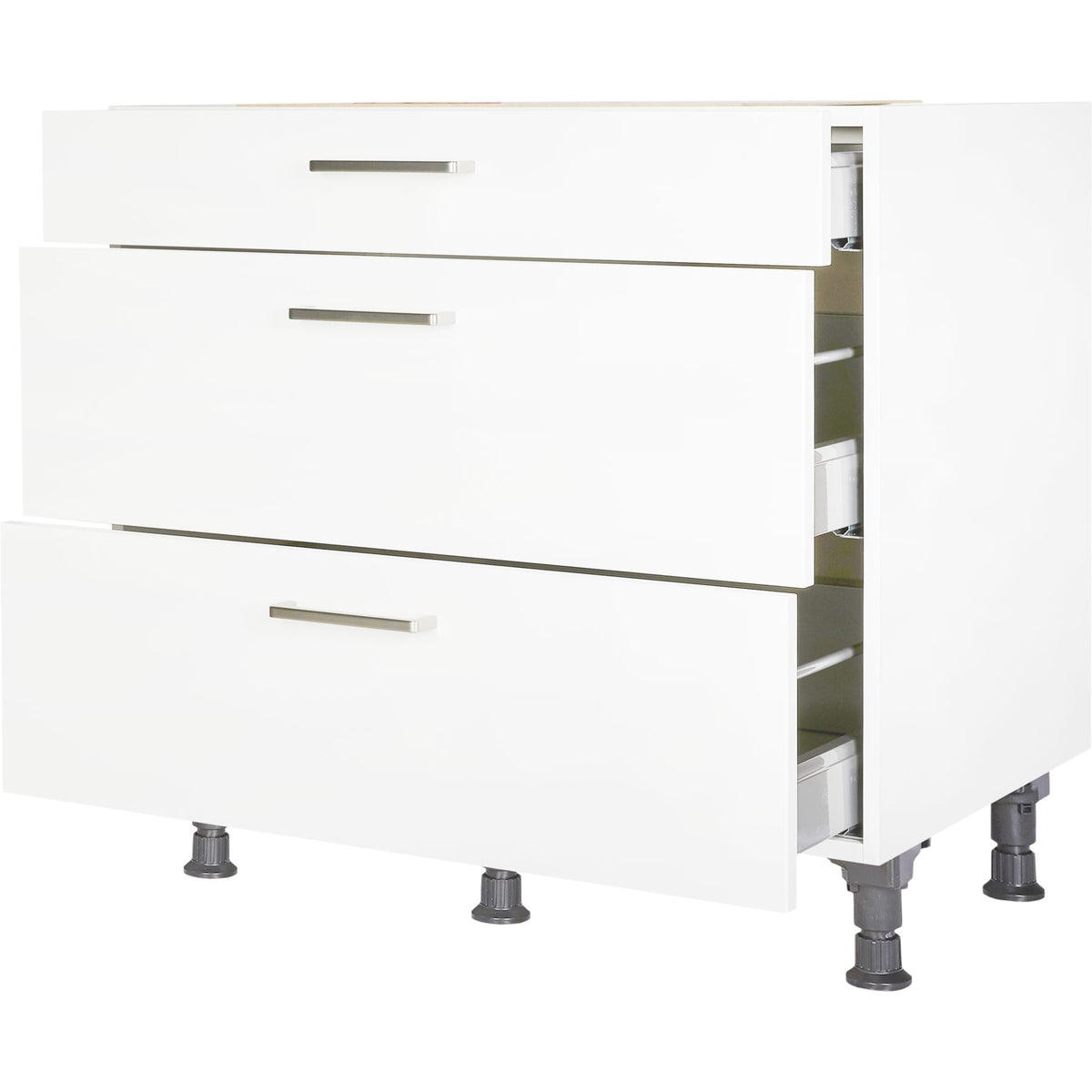 nobilia Küchen-Unterschrank UA90, Alpinweiß 90cm mit 1 Schublade und 2 Auszügen