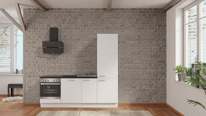 nobilia Küchenzeile Grevenbroich 225 cm Alpinweiß matt angebot Beton Schiefergrau mit Geschirspüler