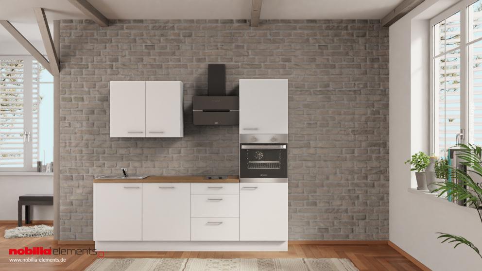 nobilia Küchenzeile Stralsund 240 cm Weiß matt Eiche Provence mit Backofen nobilia - top-shelf.de