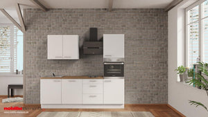 nobilia Küchenzeile Stralsund 240 cm Weiß matt Eiche Provence mit Backofen nobilia - top-shelf.de