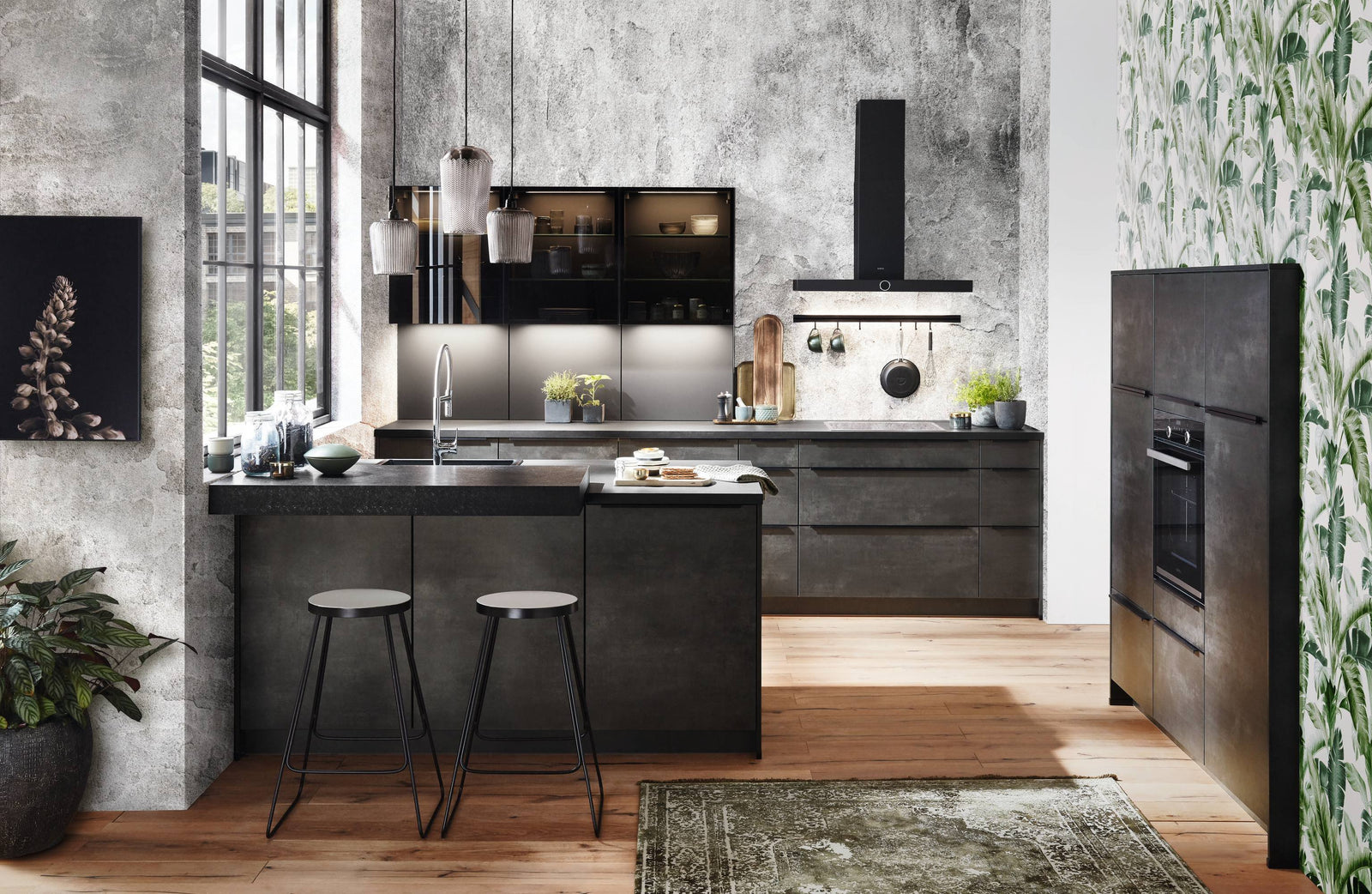 nobilia Kuechenzeile nobilia Kueche Speed 288 Schwarzbeton top-shelf.de