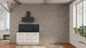 nobilia Miniküche Gera 150 cm Weiß matt Beton Schiefergrau Büroküche