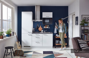 nobilia Miniküche Bremerhaven 180 cm komplett mit E-Geräten Weiß Singleküche konfigurierbar