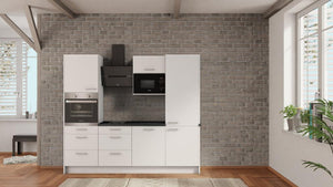 nobilia Miniküche Kassel 240 cm Alpinweiß matt Beton Schiefergrau mit Elektrogeräten