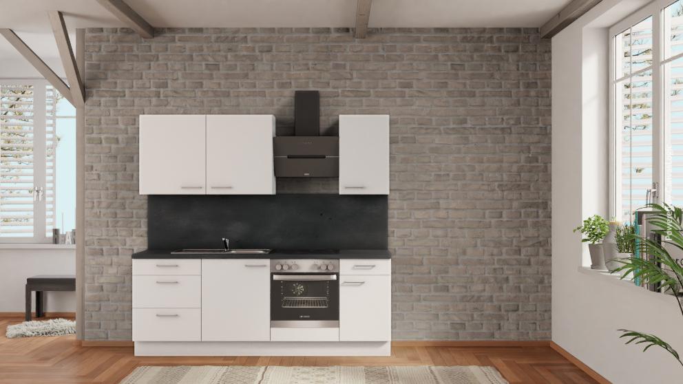 nobilia Minicocina Kleve 180 cm Blanco mate Hormigón Gris pizarra __