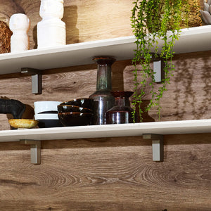 nobilia Riva 842 Wandregal Wandboard - Facettenbord mit Wandhalterung Champagner Edelstahl 25 cm tief 100 cm breit VBF-16